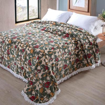Colcha Chenille Canelada Rafaella 220x240cm Verde Jolitex