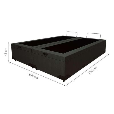Base para Cama Box Queen Martin Premium com Baú Linho (47x158x198 cm) Grafite