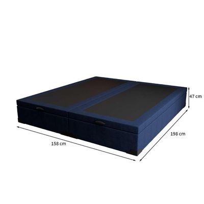 Base para Cama Box Queen Guldi com Baú Linho (47x158x198 cm) Azul Marinho