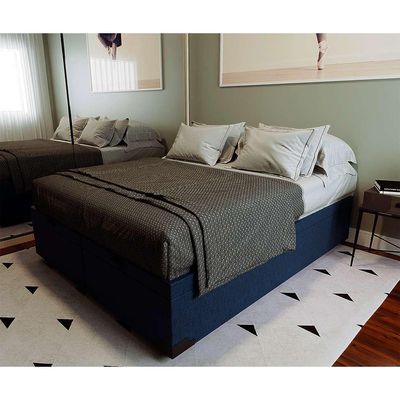 Base para Cama Box Queen Guldi com Baú Linho (47x158x198 cm) Azul Marinho