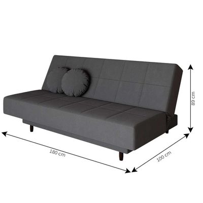 Sofá-Cama Casal 3 Lugares Jimmy Suede Grafite