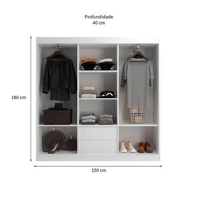 Guarda-Roupa Casal Lisboa 3 PT 2 GV Branco