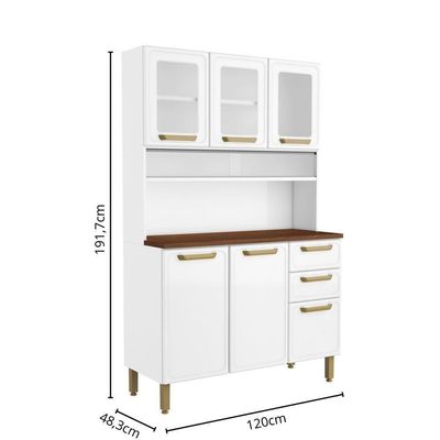 Cozinha Compacta De Aço 6 Portas 3 Vidros 2 Gavetas Bertolini Branco
