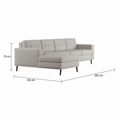 Sofá 4 Lugares Live com Chaise Esquerdo Pé Palito Linho Cotton Cru
