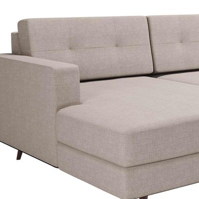 Sofá 4 Lugares Living com Chaise Esquerdo Pé Palito Linho Cotton Cru