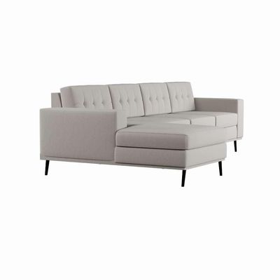 Sofá 4 Lugares Life com Chaise Esquerdo Pé Palito Linho Cotton Cru
