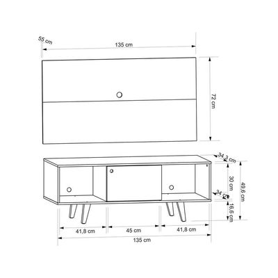 Rack com Painel para TV até 42 Polegadas Salah Preto 135 cm