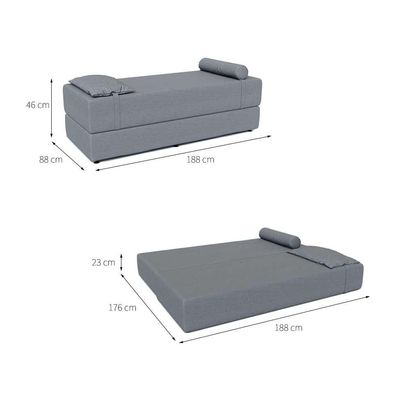 Sofá-Cama Casal 3 Lugares Cecília Linho Cinza