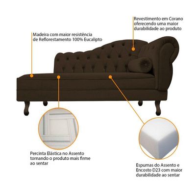 Kit Diva Recamier Diana 120cm Lado Esquerdo E 01 Poltrona Classic Corano Marrom
