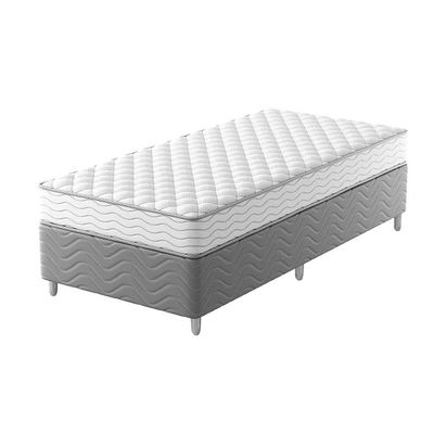 Cama Box com Colchão Solteiro Howie Espuma D28 (17x88x188) Branco e Cinza