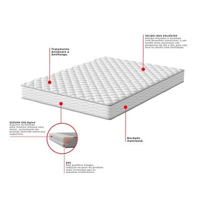 Colchão Casal Howie Espuma D45 (17x138x188) Branco