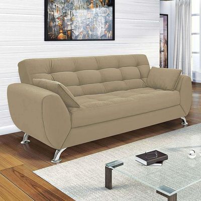 Sofá 3 Lugares Larissa II Suede Bege