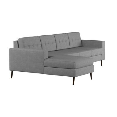 Sofá 4 Lugares Leave com Chaise Esquerdo Pé Palito Linho Cotton Cinza