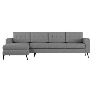 Sofá 4 Lugares Leave com Chaise Esquerdo Pé Palito Linho Cotton Cinza