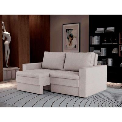 Sofá 3 Lugares Retrátil Berna Linho Cru 180 cm