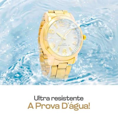 Relogio Feminino Banhado Aço + Brincos Strass Colar + Caixa Social Original Presente Casual Ponteiro
