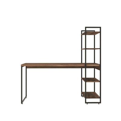 Escrivaninha com Estante Studio Nogal e Preta 146 cm