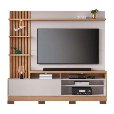 Estante para Home Theater e TV até 65 Polegadas com LED Maceió Freijó e Off White