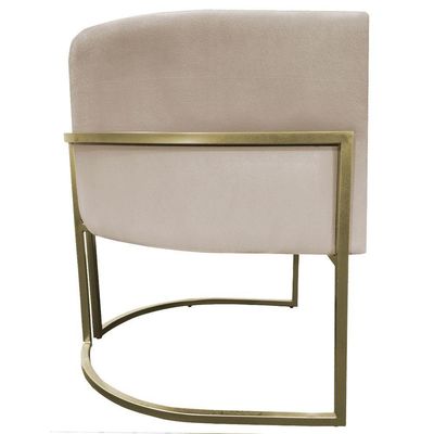 Poltrona Decorativa Recepção Luna Suede Base Ferro Champagne Bege Suede