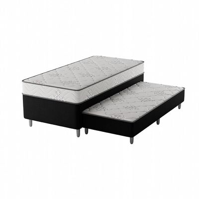 Cama Box Conjugada Solteiro Premier Unibox Molas Ensacadas (63x88x188) com Cama Auxiliar Preta