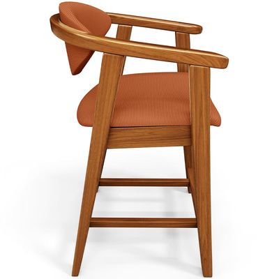 Banqueta Baixa Para Cozinha Sala de Jantar Bancada Cecília L02 Tecido Terracota - Lyam Decor