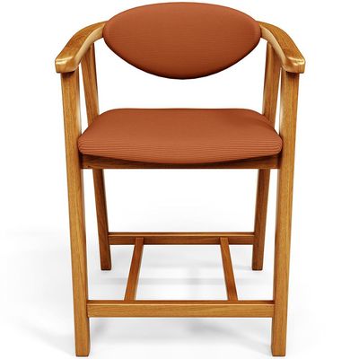 Banqueta Baixa Para Cozinha Sala de Jantar Bancada Cecília L02 Tecido Terracota - Lyam Decor