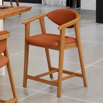 Banqueta Baixa Para Cozinha Sala de Jantar Bancada Cecília L02 Tecido Terracota - Lyam Decor