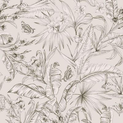 Papel de Parede Botânica HF Folhagem Branco 81406