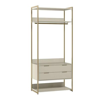 Guarda-Roupa Closet Industrial Mital com Cabideiro 2 GV Off White e Dourado