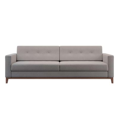 Sofá 3 Lugares Living Base de Madeira Linho Cotton Cru 210 cm