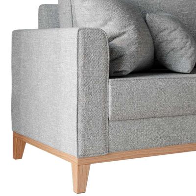 Sofá 3 Lugares Beny Base de Madeira Linho Cotton Cinza