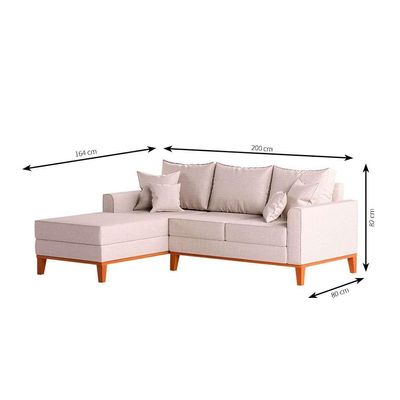 Sofá 3 Lugares Beny Com Chaise Esquerdo Linho Cru