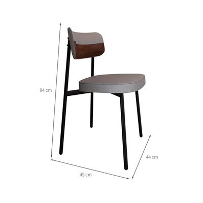 Conjunto de 6 Cadeiras Alloa com Detalhe Marrom Polipropileno Cinza Claro