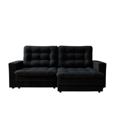 Sofá 3 Lugares Retrátil Lubeck Plush Suede Preto
