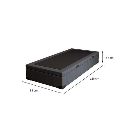 Base para Cama Box Solteiro Martin Premium com Baú Linho (47x88x188 cm) Grafite