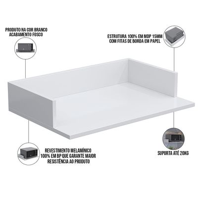 Suporte Suspenso Para Micro-ondas Forno 60x40 cm Class L03 Branco - Lyam Decor