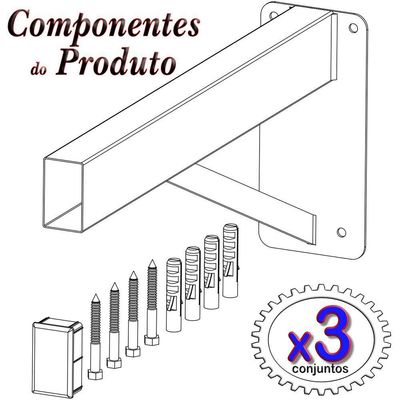3 Suportes Pia Parafusar Bancada Aparador 40 Cm Branco