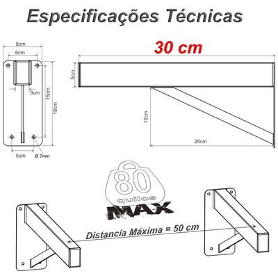 3 Suportes Pia Parafusar Bancada Aparador 40 Cm Branco