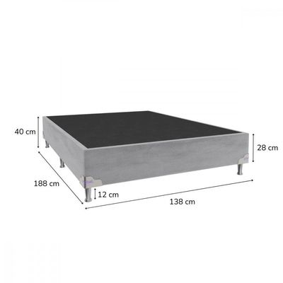 Base Para Cama Box Casal 138x188x28 Sued Portobel Cinza