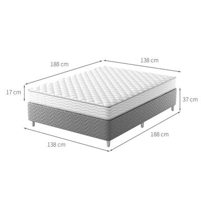 Cama Box com Colchão Casal Howie Espuma D28 (17x138x188) Branco e Cinza