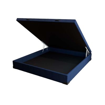 Cama Box Baú com Colchão Casal Guldi Duplo Plus D28 Azul e Branco