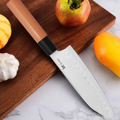 Faca Santoku Japan Sulcos Lâmina Aço Inox Chef Profissional