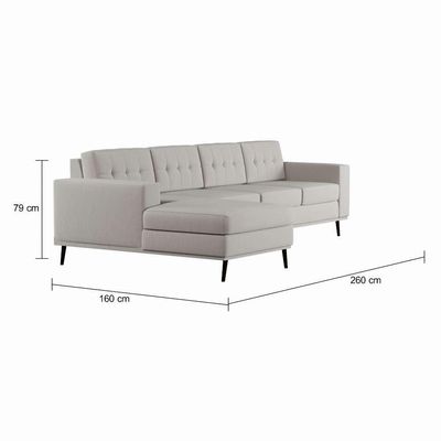 Sofá 4 Lugares Leave com Chaise Esquerdo Pé Palito Linho Cotton Cru