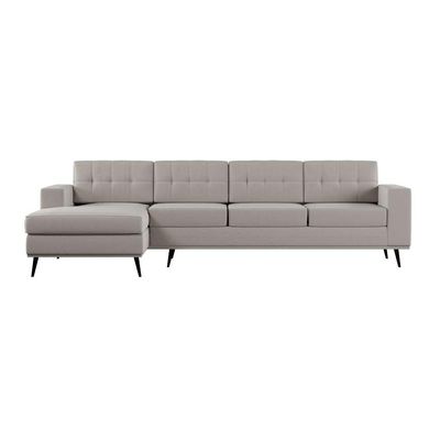 Sofá 4 Lugares Surprised com Chaise Esquerdo Pé Palito Linho Cotton Cru