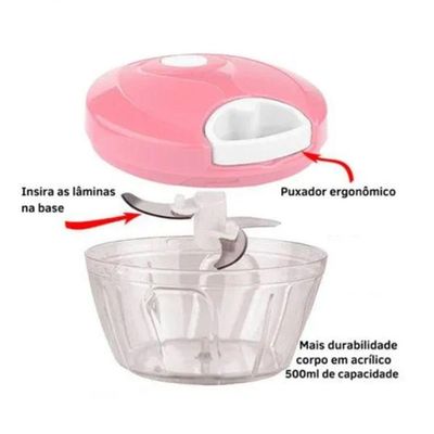 Triturador Manual De Alimentos 500ml vermelho