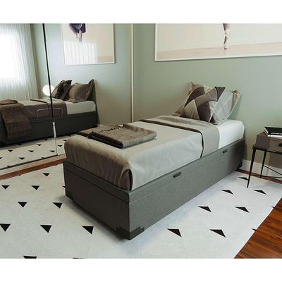 Base para Cama Box Solteiro Guldi com Baú Linho (47x88x188 cm) Cinza