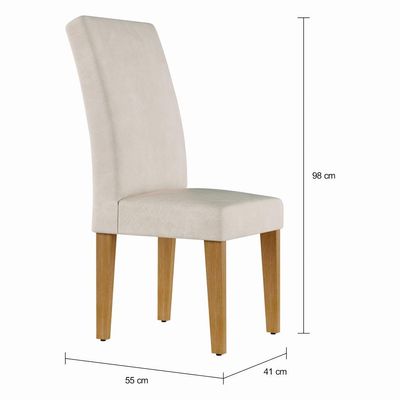 Conjunto de Mesa de Jantar Alice I com Vidro e 6 Cadeiras Grécia Veludo Creme e Off White