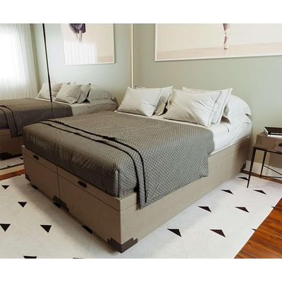 Base para Cama Box Queen Martin Premium com Baú Linho (47x158x198 cm) Cru