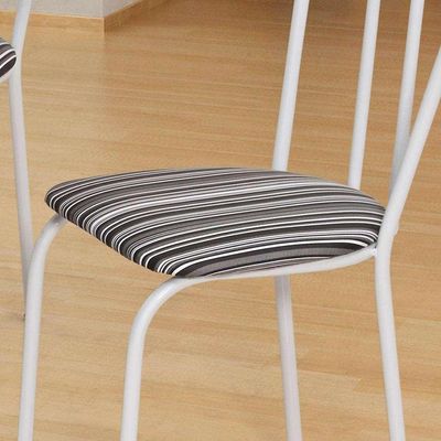 Conjunto de Mesa com 4 Cadeiras Thais Branco, Listrado Branco e Preto