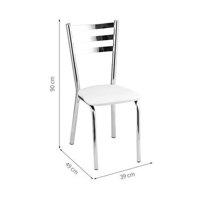 Conjunto de Mesa de Jantar com 4 Cadeiras Gisele Branco e Cromado